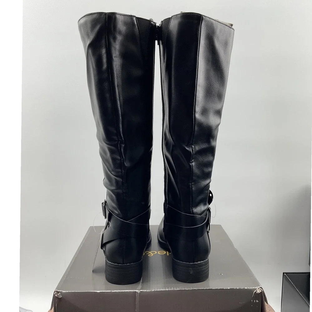 Style&co Knee High Riding Boots Women 6M F42199 Buckle Strap Zip Up